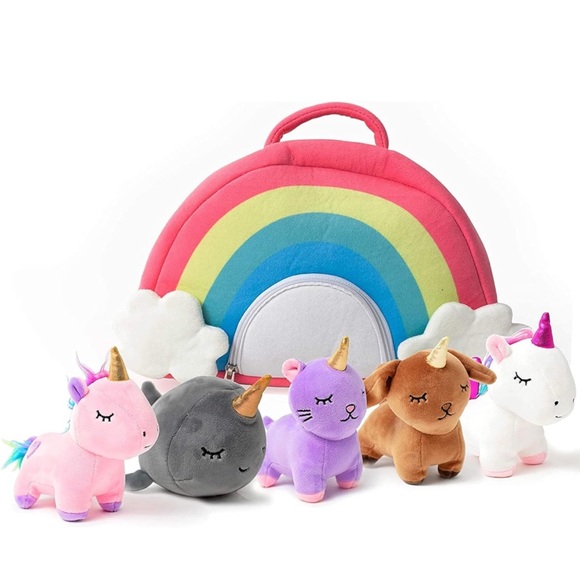 PIXIE CRUSH Plush Snug a Babies Toys & Rainbow Carry Case - Picture 1 of 9
